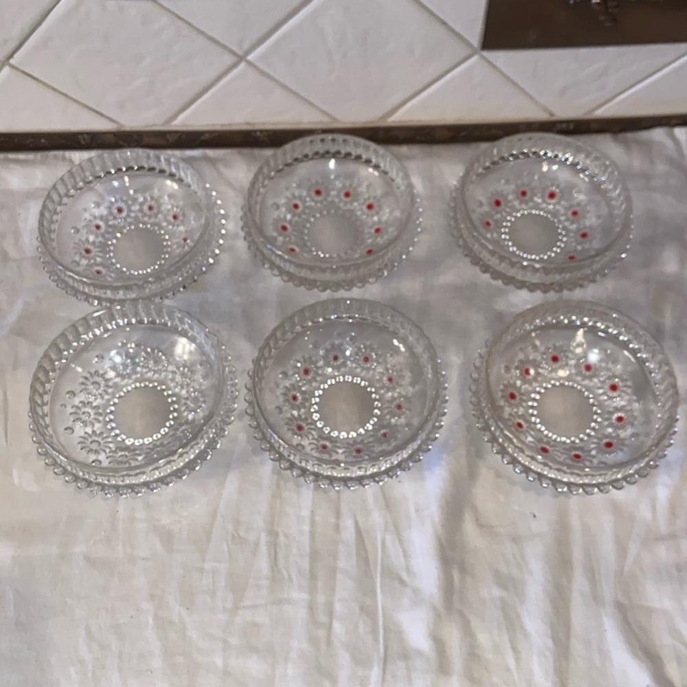 RARE vintage Walther Glas western Germany daisy floral bowls set of 6